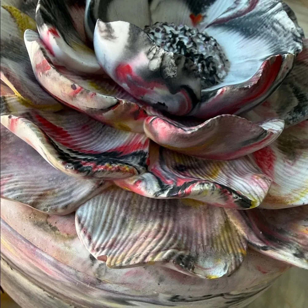 Floral Ceramic Jewelry Box - Pink and Gray